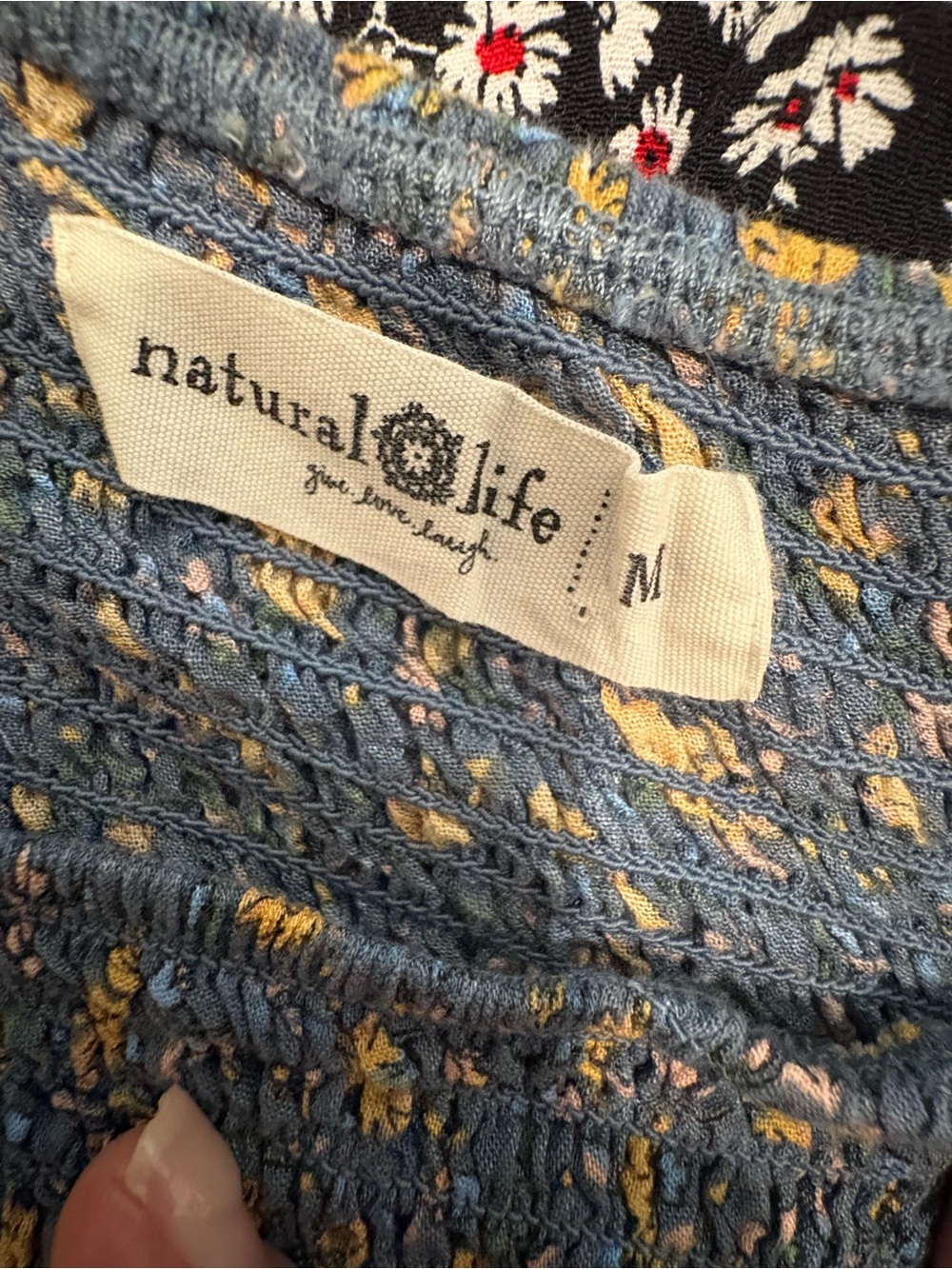 NATURAL LIFE Blue Sleeveless Smocked Tiered Midi Dress with Floral Design Size M - Picture 5 of 5